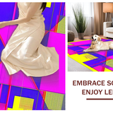 Ultra Soft Area Rug, Non Slip, Stain Resistant, Washable Area Rugs for Living Room, Bedroom, Bold Memphis Style Graphic Arrangement(Pink)