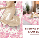 Ultra Soft Area Rug, Non Slip, Stain Resistant, Washable Area Rugs for Living Room, Bedroom, Whimsical Tiled Motif Inspiration(Pink)