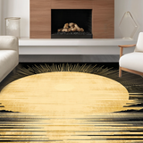 Ultra Soft Area Rug, Non Slip, Stain Resistant, Washable Area Rugs for Living Room, Bedroom, Mid Century Modern Sun Shape Design(Gold)