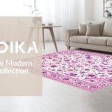 Ultra Soft Area Rug, Non Slip, Stain Resistant, Washable Area Rugs for Living Room, Bedroom, Playful Modern Blossom Layout(Pink)