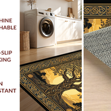 Ultra Soft Area Rug, Non Slip, Stain Resistant, Washable Area Rugs for Living Room, Bedroom, Chic Natural Patterned Appeal(Gold)