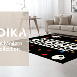 Ultra Soft Area Rug, Non Slip, Stain Resistant, Washable Area Rugs for Living Room, Bedroom, Charming Rustic Skeleton Illustration(Black)