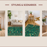Ultra Soft Area Rug, Non Slip, Stain Resistant, Washable Area Rugs for Living Room, Bedroom, Elegant Distinctive Insect Pattern(Green)