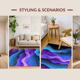 Ultra Soft Area Rug, Non Slip, Stain Resistant, Washable Area Rugs for Living Room, Bedroom, Chic Purple and Blue Harmony(Purple)