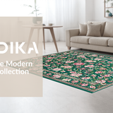Ultra Soft Area Rug, Non Slip, Stain Resistant, Washable Area Rugs for Living Room, Bedroom, Bright Nature-Inspired Geometric Composition(Green)
