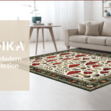 Ultra Soft Area Rug, Non Slip, Stain Resistant, Washable Area Rugs for Living Room, Bedroom, Rustic Vibrant Fungi Pattern(Red)