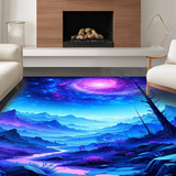 Ultra Soft Area Rug, Non Slip, Stain Resistant, Washable Area Rugs for Living Room, Bedroom, Bright UV Reactive Dreamscape(Purple)