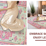 Ultra Soft Area Rug, Non Slip, Stain Resistant, Washable Area Rugs for Living Room, Bedroom, Lush Light Green Medallion Design(Pink)