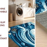 Ultra Soft Area Rug, Non Slip, Stain Resistant, Washable Area Rugs for Living Room, Bedroom, Serene Aquatic Inspired Decor(Blue)