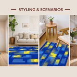 Ultra Soft Area Rug, Non Slip, Stain Resistant, Washable Area Rugs for Living Room, Bedroom, Vibrant Coastal Organic Shapes(Blue)