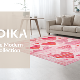 Ultra Soft Area Rug, Non Slip, Stain Resistant, Washable Area Rugs for Living Room, Bedroom, Whimsical Fluffy Heart Aesthetic(Pink)