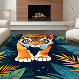 Ultra Soft Area Rug, Non Slip, Stain Resistant, Washable Area Rugs for Living Room, Bedroom, Bold Jungle-Inspired Artistry(Orange)
