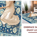 Ultra Soft Area Rug, Non Slip, Stain Resistant, Washable Area Rugs for Living Room, Bedroom, Vibrant Coastal Medallion Aesthetic(Blue)