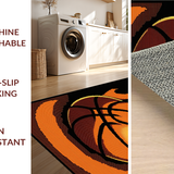 Ultra Soft Area Rug, Non Slip, Stain Resistant, Washable Area Rugs for Living Room, Bedroom, Bright Fiery Graphic Appeal(Orange)