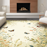Ultra Soft Area Rug, Non Slip, Stain Resistant, Washable Area Rugs for Living Room, Bedroom, Cozy Pastel Floral Insect Theme(Beige)