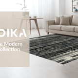 Ultra Soft Area Rug, Non Slip, Stain Resistant, Washable Area Rugs for Living Room, Bedroom, Piano Key: Striped Woven Rug, Minimalist Black & White Design(Black)