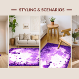 Ultra Soft Area Rug, Non Slip, Stain Resistant, Washable Area Rugs for Living Room, Bedroom, Radiant Moonbeam Floral Theme(Purple)