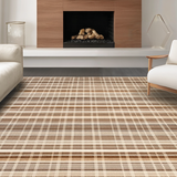 Ultra Soft Area Rug, Non Slip, Stain Resistant, Washable Area Rugs for Living Room, Bedroom, Elegant Rustic Checkered Aesthetic(Brown)