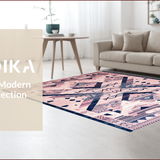 Ultra Soft Area Rug, Non Slip, Stain Resistant, Washable Area Rugs for Living Room, Bedroom, Chic Geometric Blush and Navy(Pink)