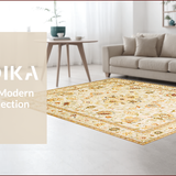 Ultra Soft Area Rug, Non Slip, Stain Resistant, Washable Area Rugs for Living Room, Bedroom, Elegant Earthy Floral Motif(Beige)