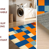 Ultra Soft Area Rug, Non Slip, Stain Resistant, Washable Area Rugs for Living Room, Bedroom, Dynamic Earth Tone Medallion Theme(Orange)