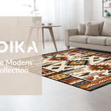 Ultra Soft Area Rug, Non Slip, Stain Resistant, Washable Area Rugs for Living Room, Bedroom, Vibrant Abstract Symmetrical Composition(Brown)