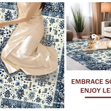 Ultra Soft Area Rug, Non Slip, Stain Resistant, Washable Area Rugs for Living Room, Bedroom, Luxurious Vintage Diamond Pattern(White)