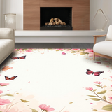 Ultra Soft Area Rug, Non Slip, Stain Resistant, Washable Area Rugs for Living Room, Bedroom, Whimsical Floral Butterfly Aesthetic(Pink)