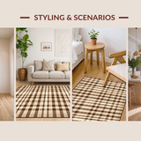 Ultra Soft Area Rug, Non Slip, Stain Resistant, Washable Area Rugs for Living Room, Bedroom, Sophisticated Warm Tones Geometry(Beige)