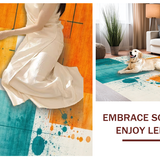 Ultra Soft Area Rug, Non Slip, Stain Resistant, Washable Area Rugs for Living Room, Bedroom, Lively Modern Abstract Expressionism(Orange)