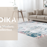 Ultra Soft Area Rug, Non Slip, Stain Resistant, Washable Area Rugs for Living Room, Bedroom, Rustic Soft Toned Floral Motif(Gray)