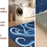 Ultra Soft Area Rug, Non Slip, Stain Resistant, Washable Area Rugs for Living Room, Bedroom, Octopus Area Rug - Blue Abstract Animal Design(Blue)