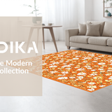 Ultra Soft Area Rug, Non Slip, Stain Resistant, Washable Area Rugs for Living Room, Bedroom, Charming Contemporary Floral Style(Orange)