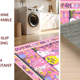 Ultra Soft Area Rug, Non Slip, Stain Resistant, Washable Area Rugs for Living Room, Bedroom, Lively Multicolored Easter Theme(Pink)