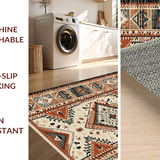 Ultra Soft Area Rug, Non Slip, Stain Resistant, Washable Area Rugs for Living Room, Bedroom, Cozy Minimalist Linear Design(Orange)