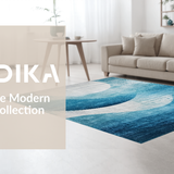Ultra Soft Area Rug, Non Slip, Stain Resistant, Washable Area Rugs for Living Room, Bedroom, Contemporary Circle Rug with Dynamic Distressed Blue Ombre Pattern(Blue)