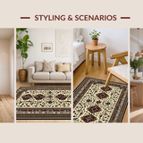 Ultra Soft Area Rug, Non Slip, Stain Resistant, Washable Area Rugs for Living Room, Bedroom, Luxurious Distressed Geometric Print(Beige)