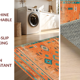 Ultra Soft Area Rug, Non Slip, Stain Resistant, Washable Area Rugs for Living Room, Bedroom, Radiant Earth Tones Abstract Design(Orange)