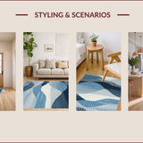 Ultra Soft Area Rug, Non Slip, Stain Resistant, Washable Area Rugs for Living Room, Bedroom, Modern Abstract Grey and Blue Fusion(Blue)