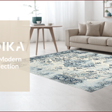 Ultra Soft Area Rug, Non Slip, Stain Resistant, Washable Area Rugs for Living Room, Bedroom, Elegant Cream Medallion Motif(Blue)