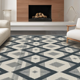 Ultra Soft Area Rug, Non Slip, Stain Resistant, Washable Area Rugs for Living Room, Bedroom, Rustic Textured Diamond Layout Design(Gray)