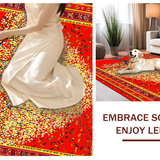 Ultra Soft Area Rug, Non Slip, Stain Resistant, Washable Area Rugs for Living Room, Bedroom, Lively Contemporary Leaf Pattern(Red)