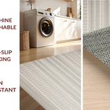 Ultra Soft Area Rug, Non Slip, Stain Resistant, Washable Area Rugs for Living Room, Bedroom, Minimalist Monochrome Lattice Style(Gray)