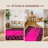 Ultra Soft Area Rug, Non Slip, Stain Resistant, Washable Area Rugs for Living Room, Bedroom, Lively Retro Animal Fusion Style(Pink)