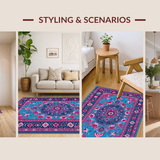 Ultra Soft Area Rug, Non Slip, Stain Resistant, Washable Area Rugs for Living Room, Bedroom, Serene Ethnic Patterned Home Accent(Blue)