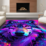 Ultra Soft Area Rug, Non Slip, Stain Resistant, Washable Area Rugs for Living Room, Bedroom, Lively Ethereal Wolf Composition(Purple)