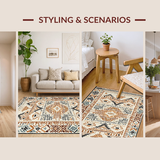 Ultra Soft Area Rug, Non Slip, Stain Resistant, Washable Area Rugs for Living Room, Bedroom, Classic Vintage Medallion Burst(Beige)
