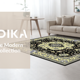 Ultra Soft Area Rug, Non Slip, Stain Resistant, Washable Area Rugs for Living Room, Bedroom, Elegant French Classic Symmetrical Pattern(Black)