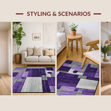 Ultra Soft Area Rug, Non Slip, Stain Resistant, Washable Area Rugs for Living Room, Bedroom, Sleek Ultra-Soft Sophisticated Touch(Purple)