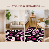Ultra Soft Area Rug, Non Slip, Stain Resistant, Washable Area Rugs for Living Room, Bedroom, Gothic Humor Inspired Floor Art(Pink)